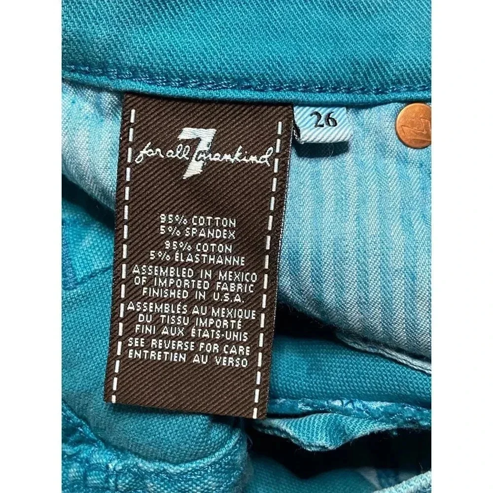 NWT 7 For All Mankind Teal Denim Cur Off Shorts-sz 26